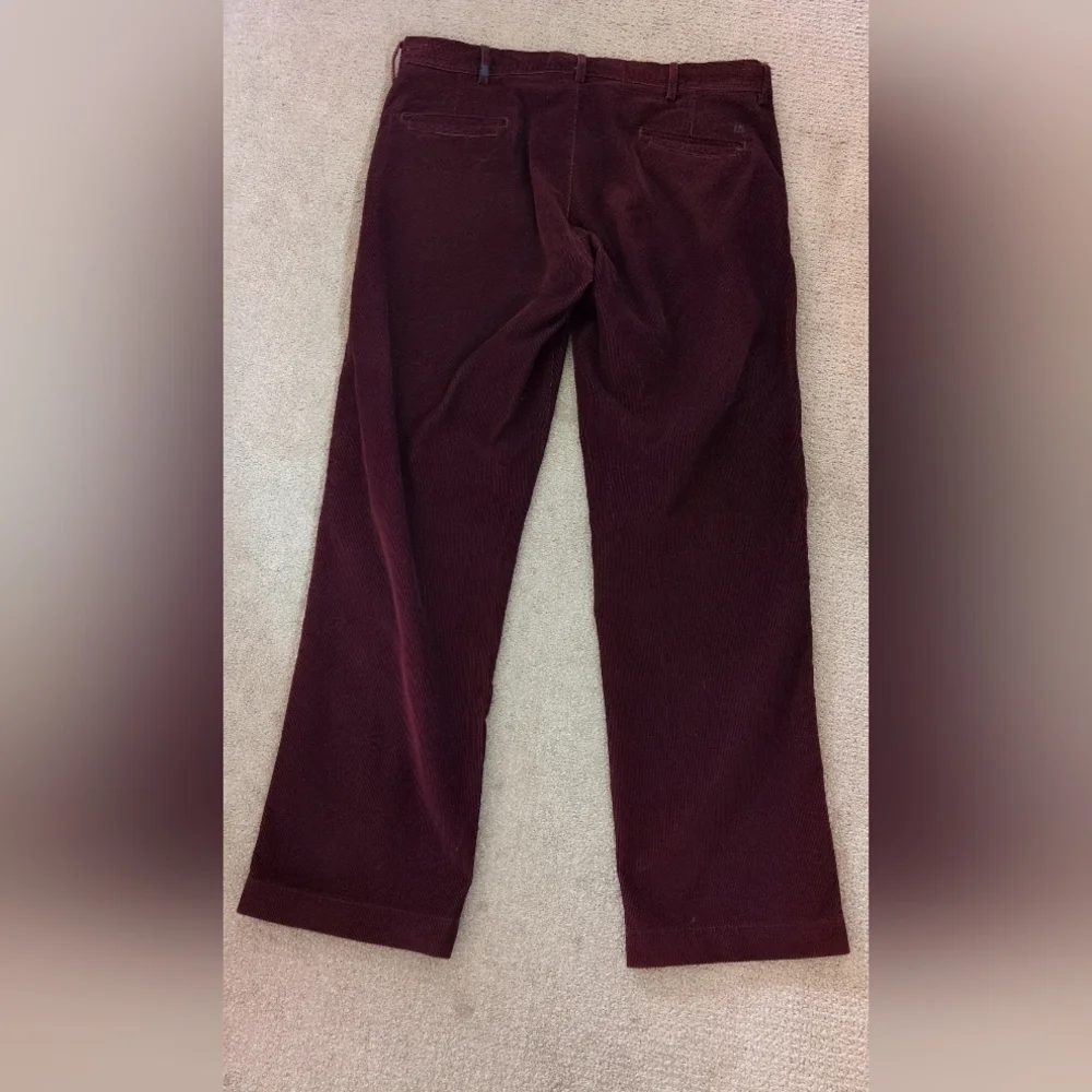 Repreve Men's Burgundy High Waisted Corduroy Straight Leg Dress Pants